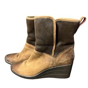 UGG Waterproof Leather Wedge Boots - Size 9